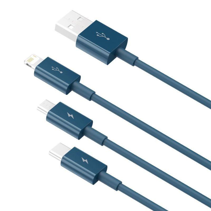 Baseus Superior Series - Cable USB-A 3 en 1 a USB-C/Micro/Lightning imagen de los conectores