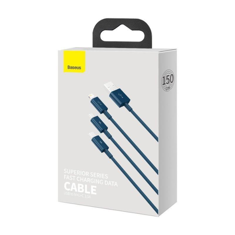 Baseus Superior Series - Cable USB-A 3 en 1 a USB-C/Micro/Lightning imagen de la caja