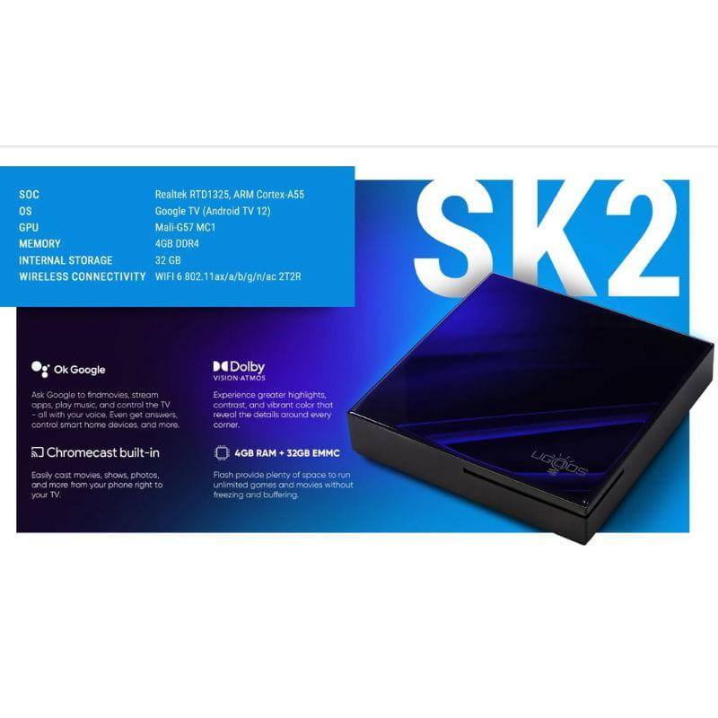 Ugoos SK2 RTD1325 4 GB/32 GB Android 12 - Android TV - Características