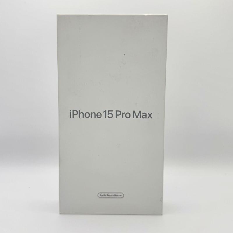 iPhone 15 Pro Max 5G 256 Go Titane Noir Reconditionné Officiel image réelle de la boîte