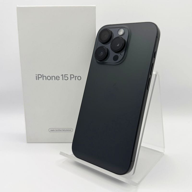 iPhone 15 Pro 5G 256GB Titanio Negro Renovado Oficial imagen real con la caja