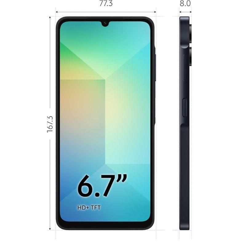 Samsung Galaxy A06 4G 4GB/128GB Negro imagen de la pantalla y lateral