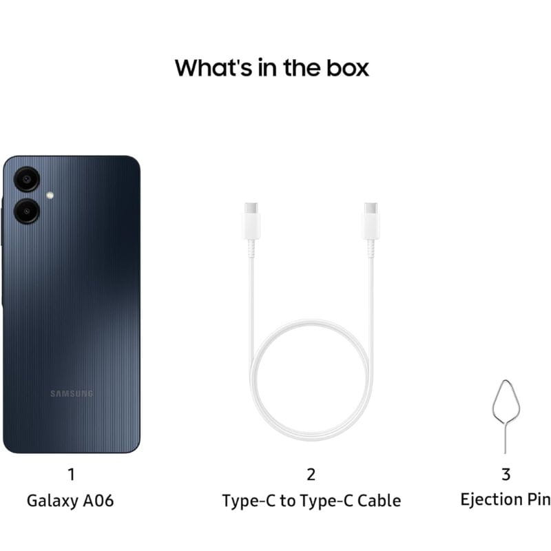 Samsung Galaxy A06 4G 4GB/128GB Negro imagen del contenido del paquete