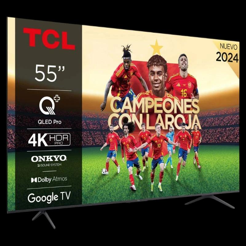 TCL 55C61B 55 pouces QLED Pro 4K HDR avec Google TV, Dolby Atmos et Onkyo; écran sans bord, pieds fins, couleurs vives et contraste puissant