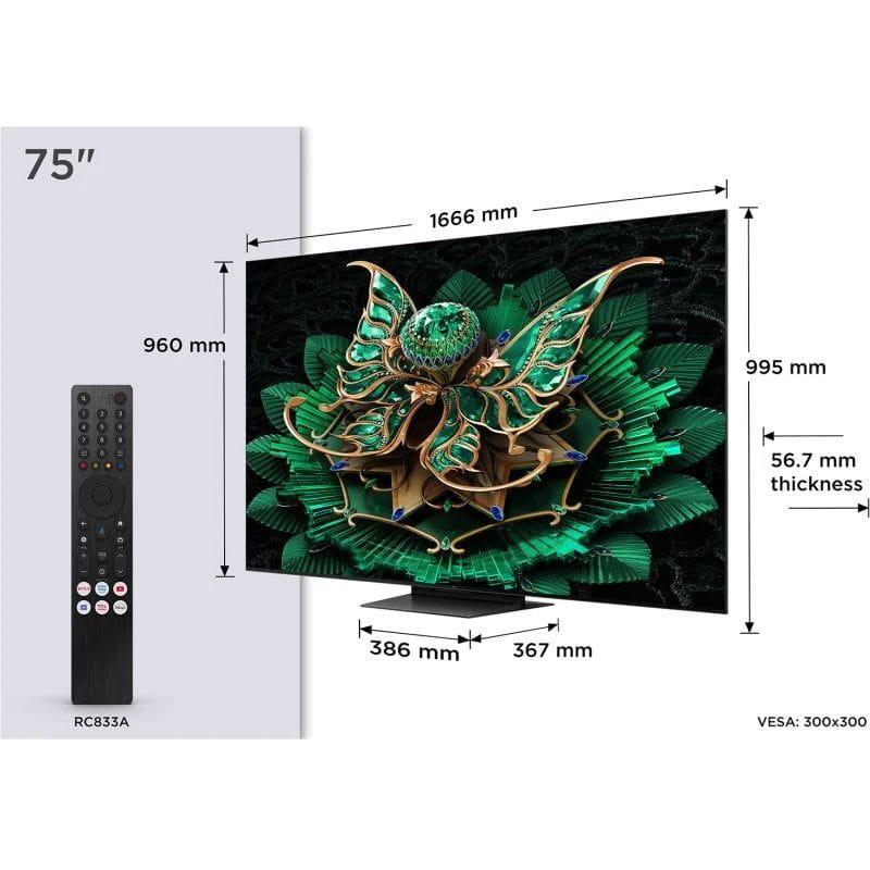 Dimensões do TCL 75C7K 