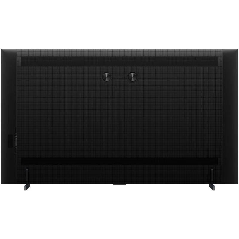 TCL 98P8K 98 pouces 4K Ultra HD QLED en titane, dos noir texturé avec évents ronds, barre supérieure et pieds discrets pour stabilité et ventilation