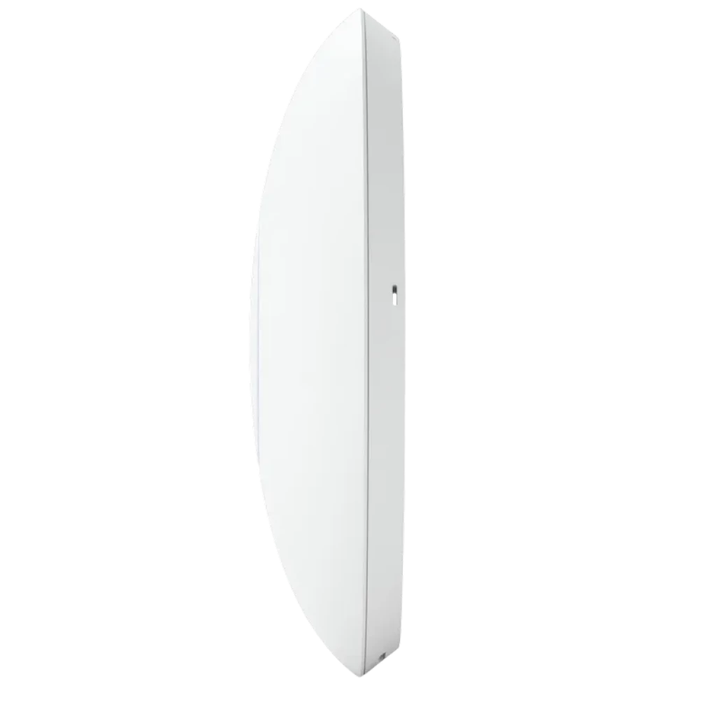 Ubiquiti U7 Pro blanco con diseño circular ultrafino, perfil lateral minimalista y acabado mate; punto de acceso inalámbrico 5400 Mbit/s para techo o pared