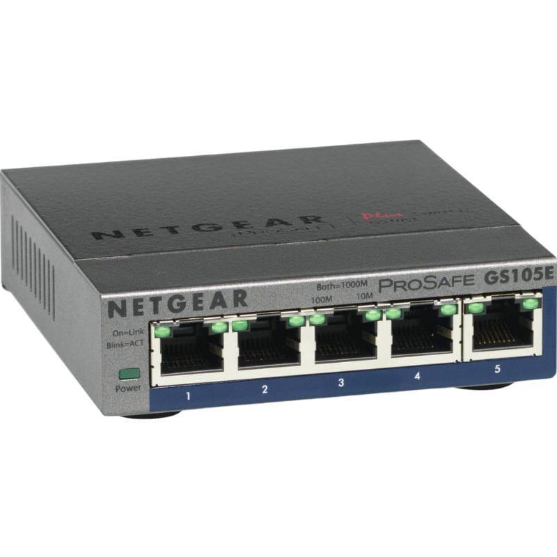 NETGEAR GS105E-200PES Commutateur géré L2/L3 Gigabit Ethernet (10/100/1000) Gris, vue latérale