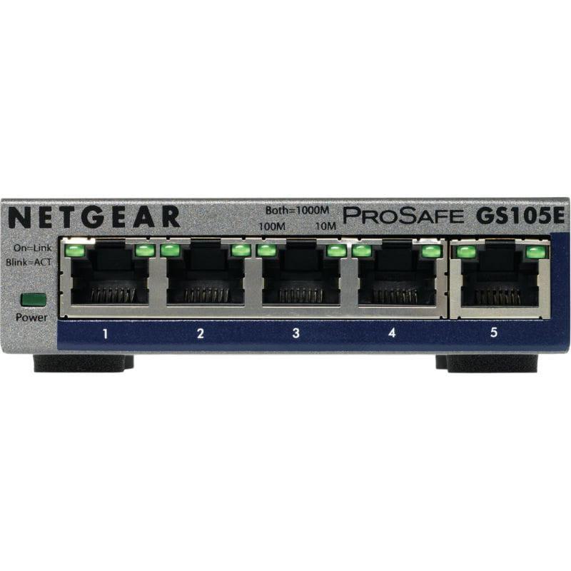 NETGEAR GS105E-200PES Commutateur géré L2/L3 Gigabit Ethernet (10/100/1000) Gris, vue avant