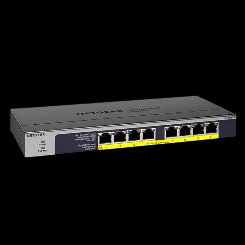 NETGEAR GS108PP Switch não gerenciado com 8 portas Gigabit Ethernet