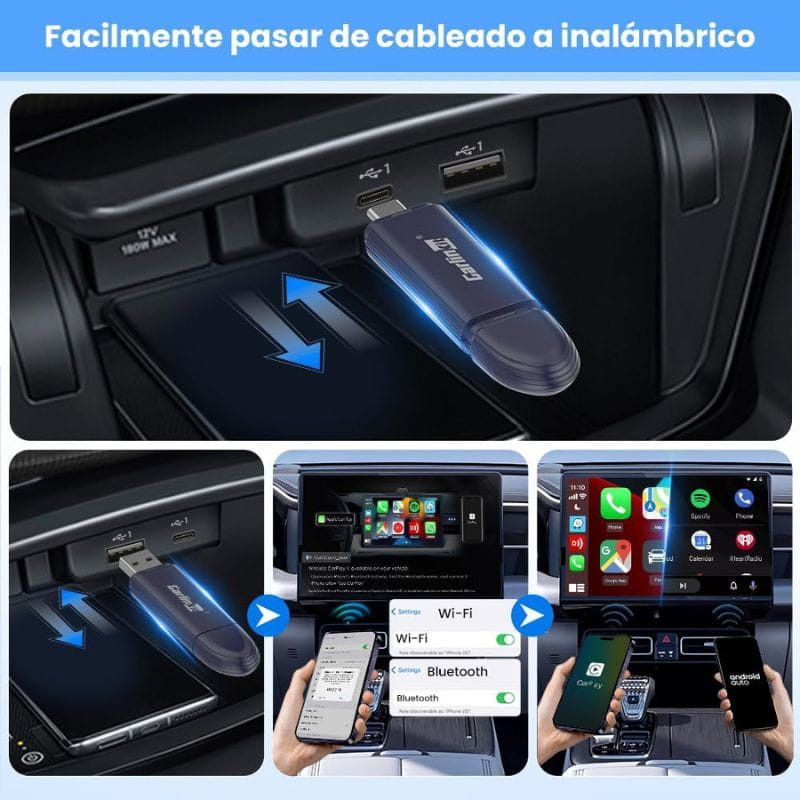Carlinkit Mini 5 Pro - Adaptador inalámbrico Carplay y Android Auto, imagen de su colocación
