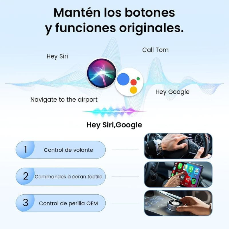 Carlinkit Mini 5 Pro - Adaptador inalámbrico Carplay y Android Auto, compatible con asistente de voz