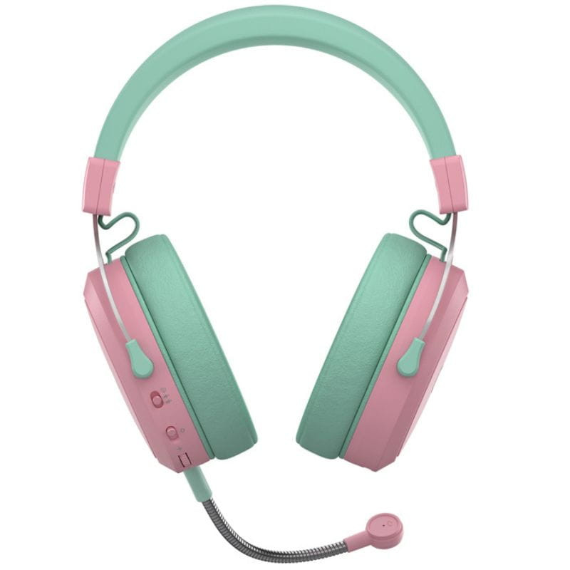 Cooler Master CH351-MC Rosa/Verde auscultadores gamer com microfone flexível destacável, almofadas grandes em espuma verde, arco acolchoado e controlos