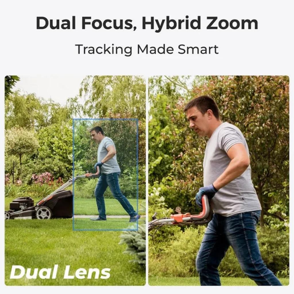 Reolink TrackMix Series W760 com lente dupla, foco duplo e zoom híbrido; rastreamento inteligente de movimento em exteriores