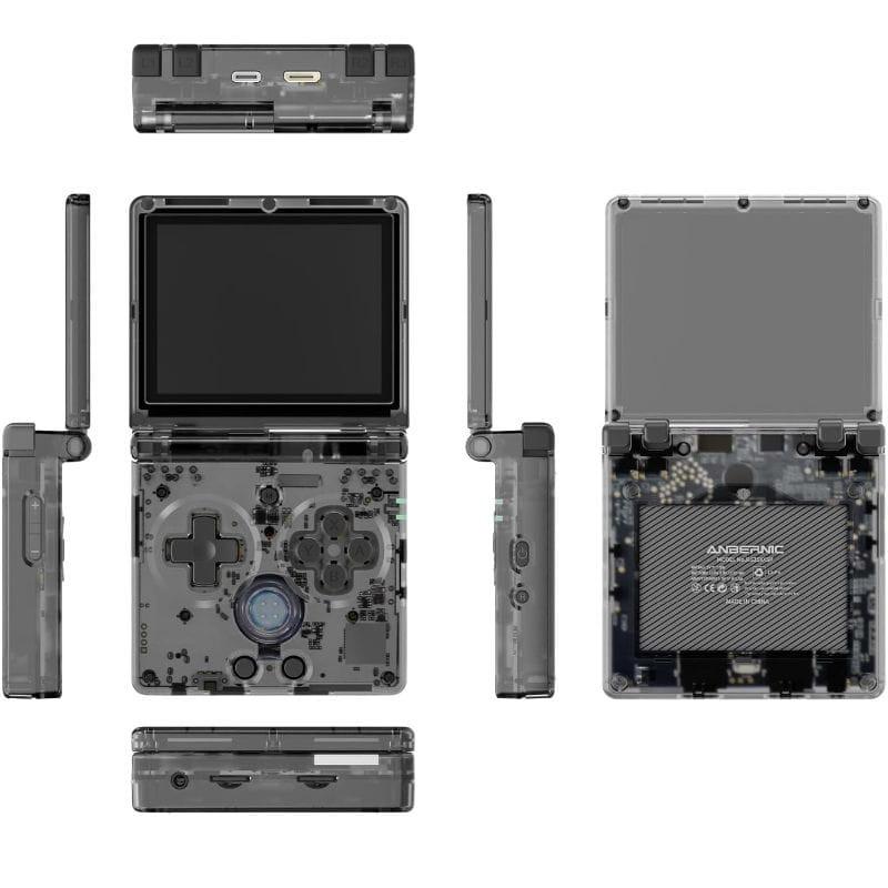 Anbernic RG35XXSP 64 GB Preto visto de todos os ângulos