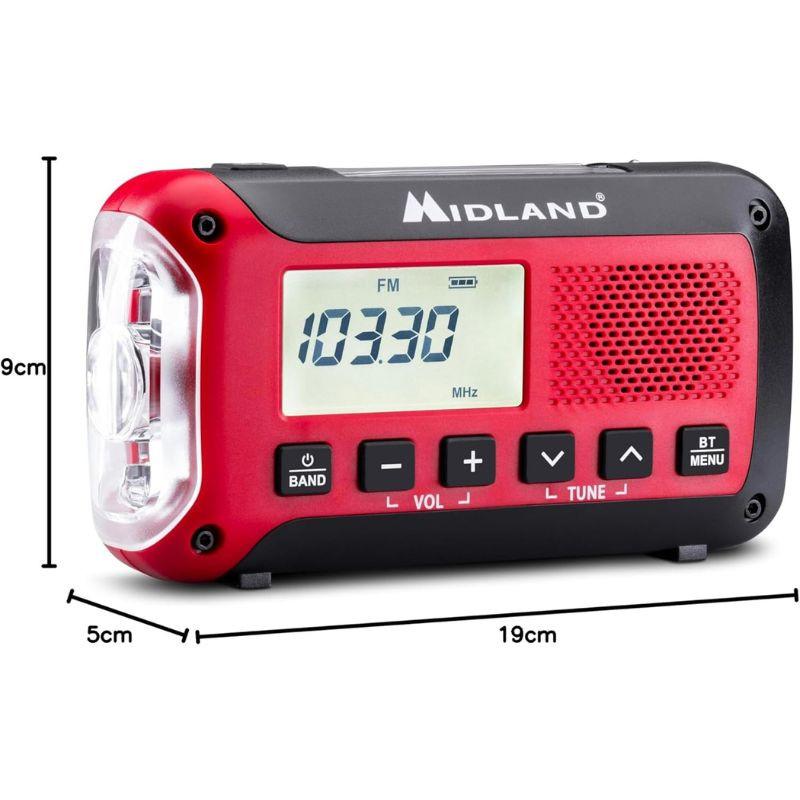 Midland ER250-NT - Radio de emergencia con Bluetooth, medidas en cm