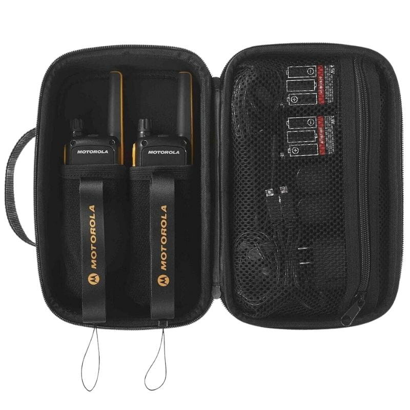 Motorola Talkabout T82 Extreme dúo Negro/naranja - Walkie Talkie, imagen dentro del estuche