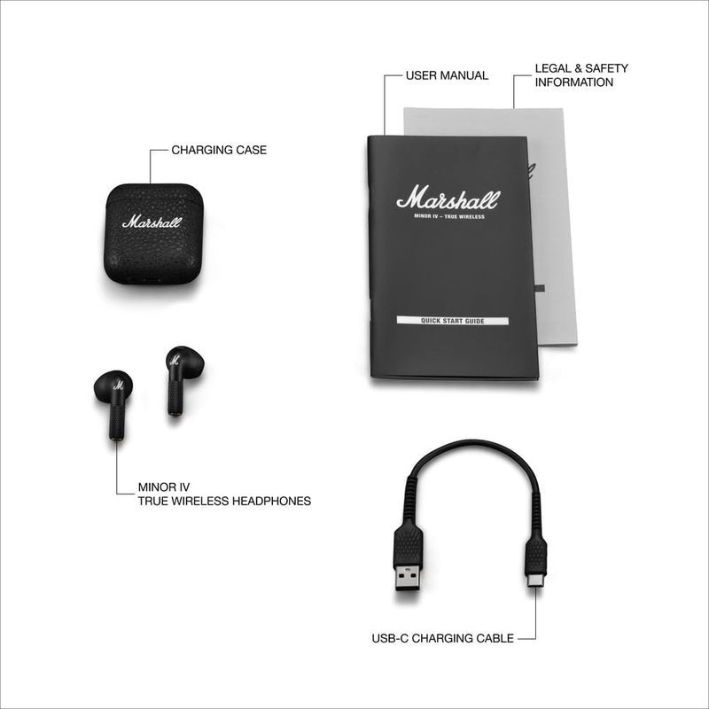 Contenu de la boîte de Marshall Minor IV TWS Noir