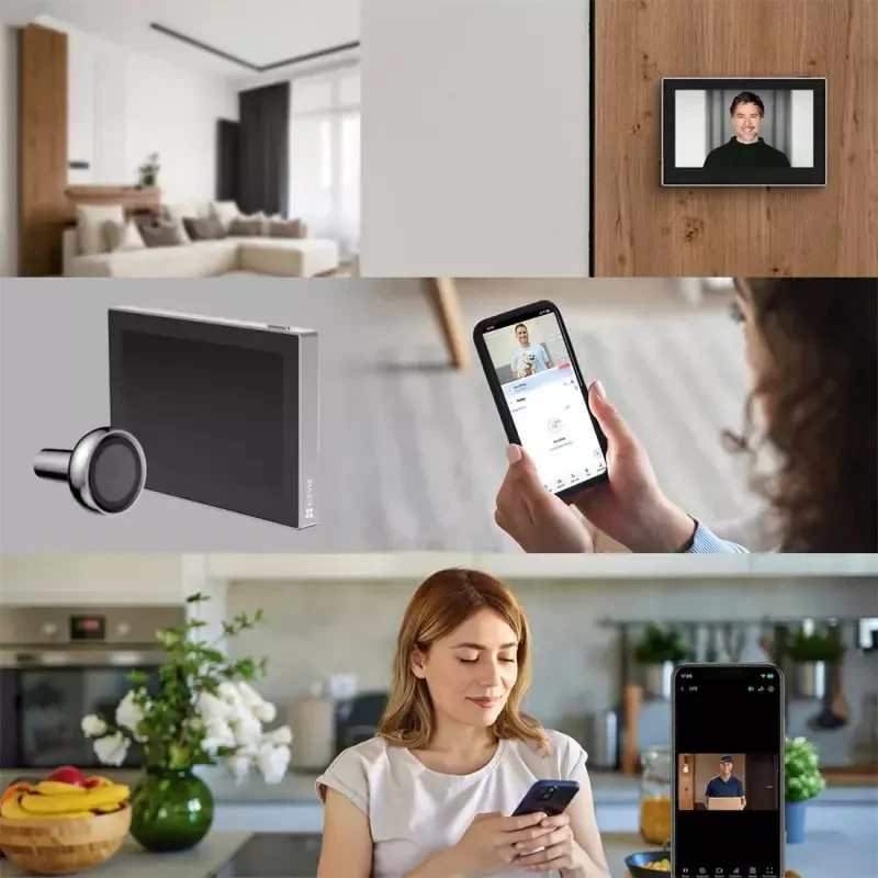 EZVIZ HP2 Olho mágico inteligente Wi‑Fi com ecrã 4,3 pol; visor interno, campainha com câmara, pré-visualização no smartphone e vídeo nítido para