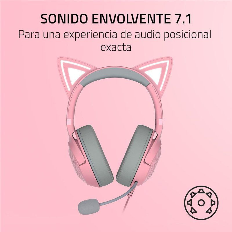 Sonido de Razer Kraken Kitty v2 Rosa