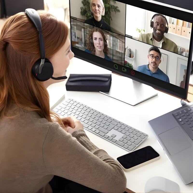 Jabra Evolve2 65 Flex estereo USB-A Negro, imagen real usado por un humano