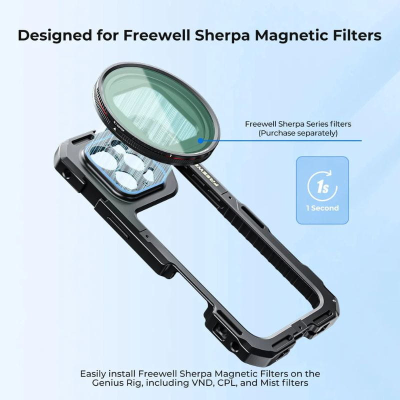 Freewell Genius Rig para iPhone 16 Pro - Kit de Vlogging, para filtros magnéticos