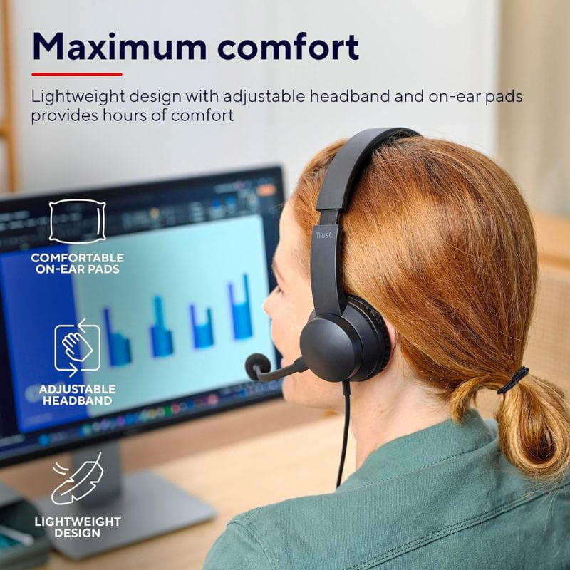 Trust Ayda - Auscultadores com fio para PC, conforto