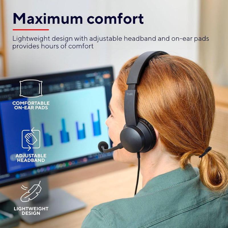 Trust Ayda - Auscultadores com fio para PC, conforto