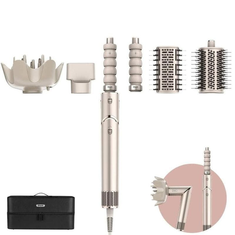  Shark FlexStyle Brosse coiffante 5 têtes Doré image avec tous les accessoires