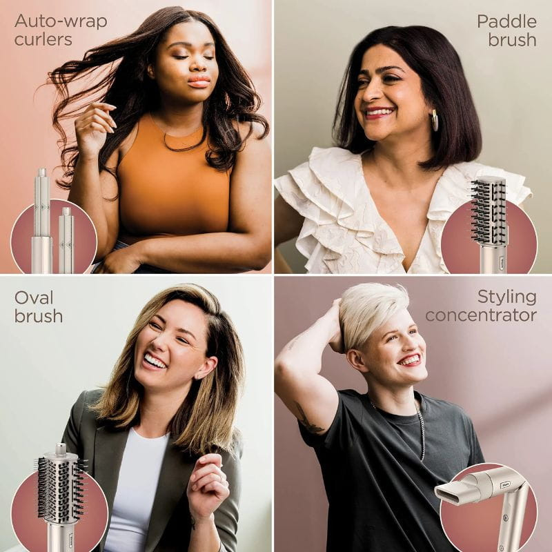  Shark FlexStyle Brosse coiffante 5 têtes dorées image des différents types de têtes