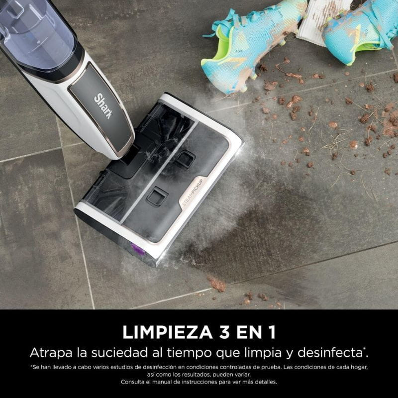 Shark SteamPickUp Mopa a vapor 3 em 1 Branco, limpeza 3 em 1