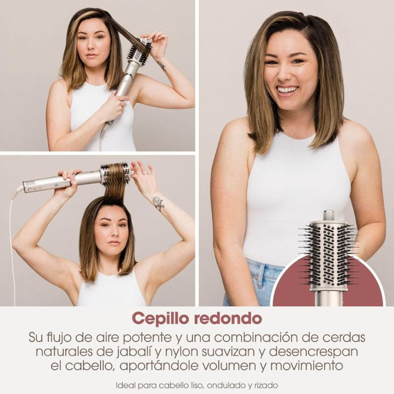 Shark FlexStyle Escova modeladora de cabelo com 3 cabeças Dourada imagem com a escova redonda
