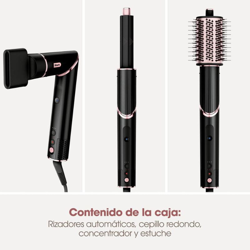 Shark FlexStyle Escova modeladora de cabelo com 3 cabeças Preto conteúdo da embalagem