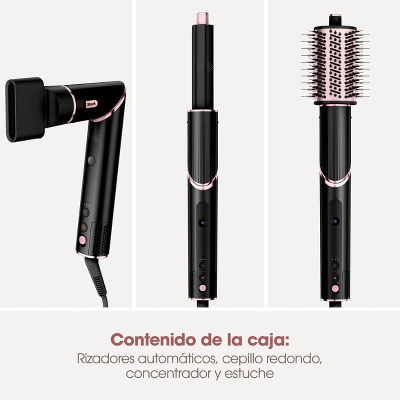 Shark FlexStyle Escova modeladora de cabelo com 3 cabeças Preto conteúdo da embalagem