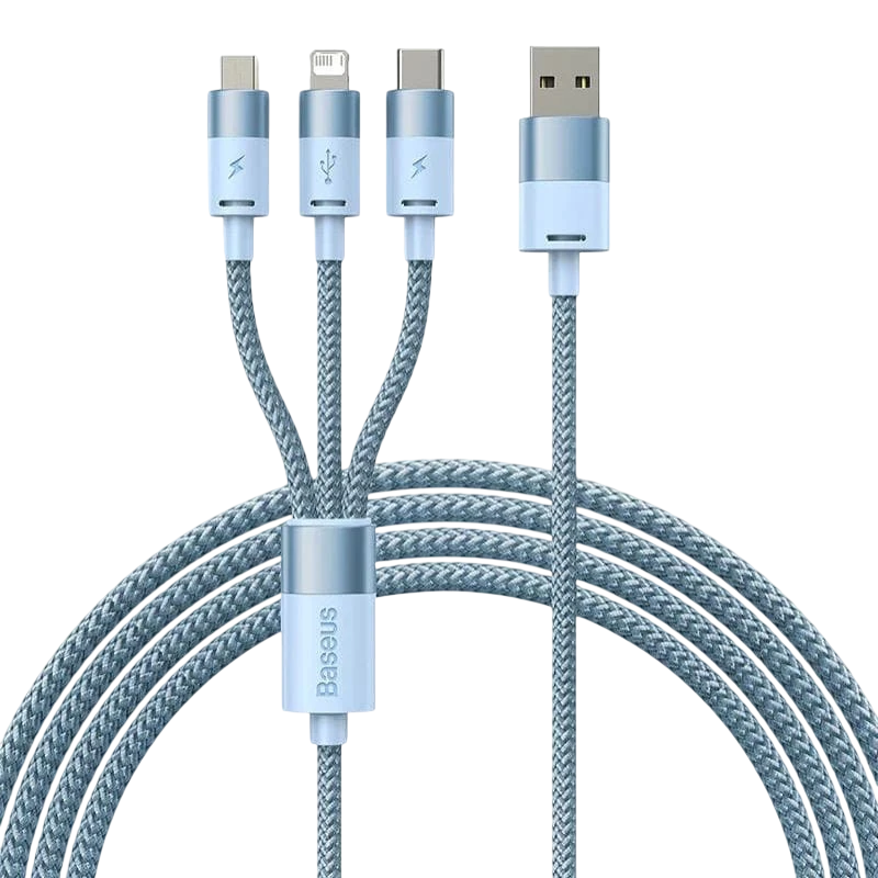 Baseus StarSpeed Series Azul - Cable USB 3 en 1 USB-C/Micro/Lightning