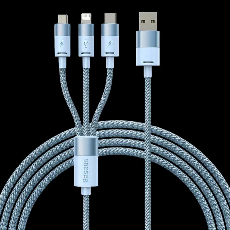 Baseus StarSpeed Series Azul - Cable USB 3 en 1 USB-C/Micro/Lightning