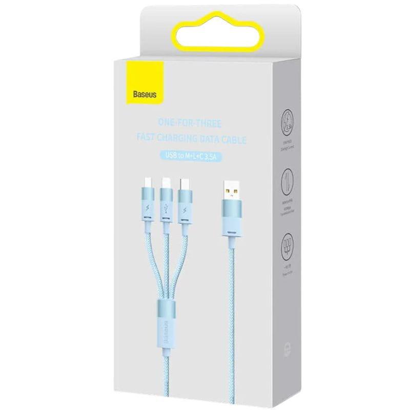 Baseus StarSpeed Series Azul - Cable USB 3 en 1 USB-C/Micro/Lightning imagen de la caja