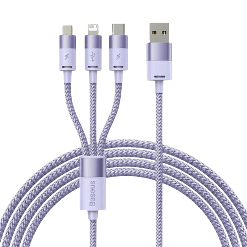 Baseus StarSpeed Series Púrpura - Cable USB 3 en 1 USB-C/Micro/Lightning