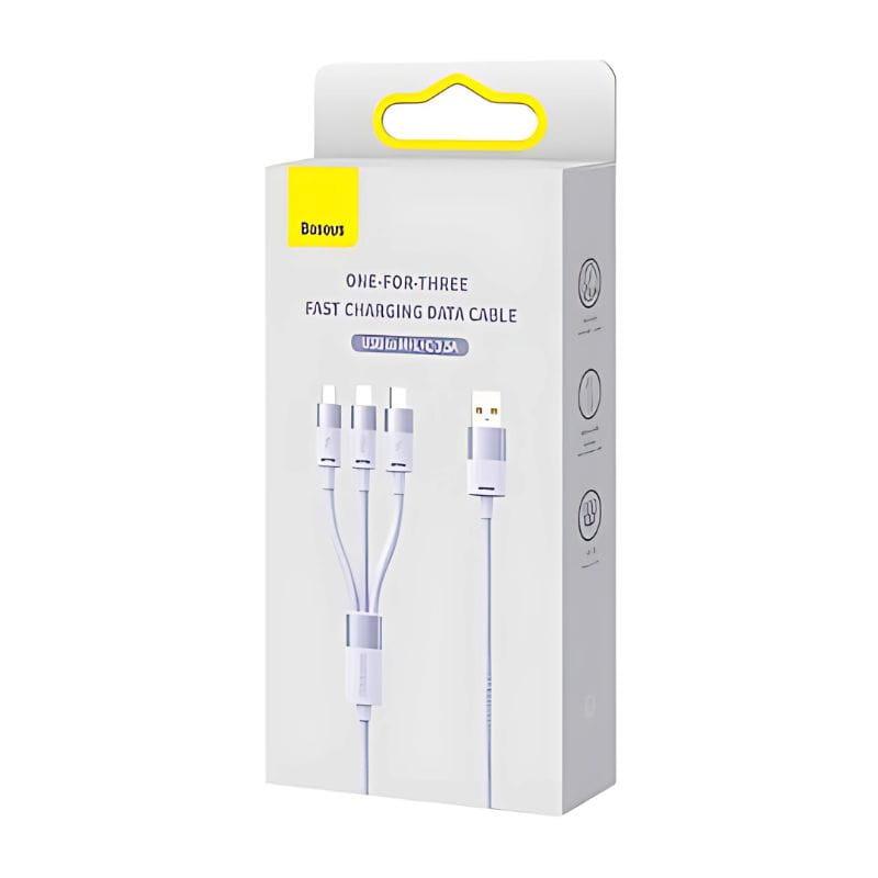 Baseus StarSpeed Series Púrpura - Cable USB 3 en 1 USB-C/Micro/Lightning  imagen de la caja