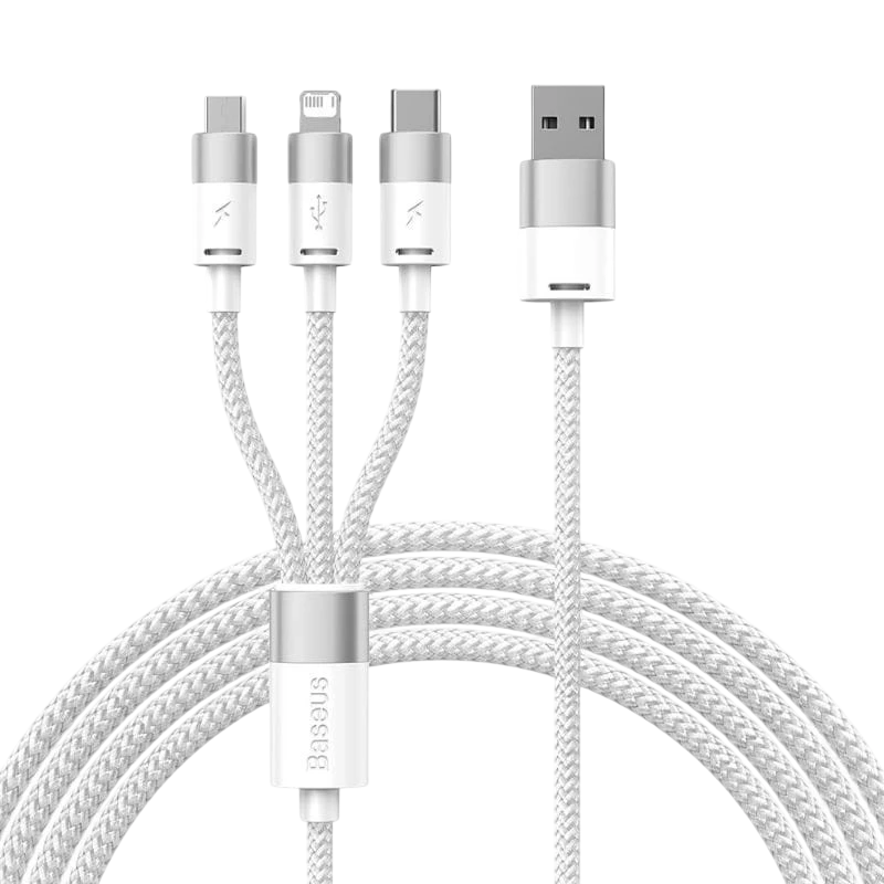 Baseus StarSpeed Series Blanco - Cable USB 3 en 1 USB-C/Micro/Lightning
