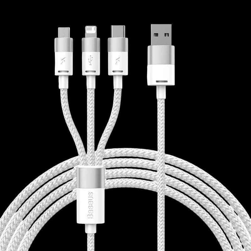 Baseus StarSpeed Series Blanco - Cable USB 3 en 1 USB-C/Micro/Lightning