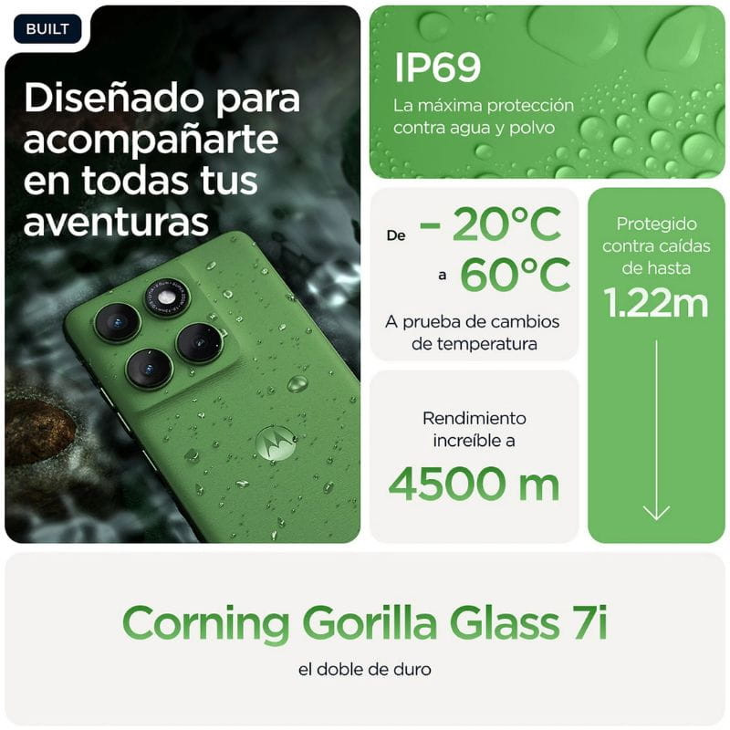 Motorola Edge 60 5G 8 Go/256 Go Vert résistant à l'eau et à la poussière
