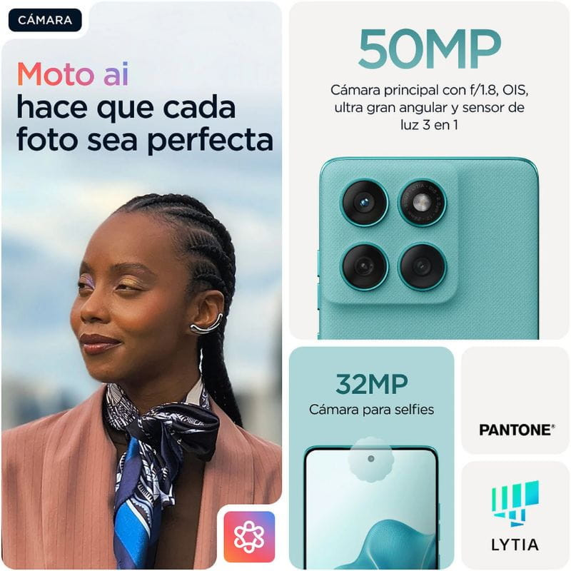 Motorola Edge 60 Fusion 5G 8GB/256GB Azul cámaras con moto Ai