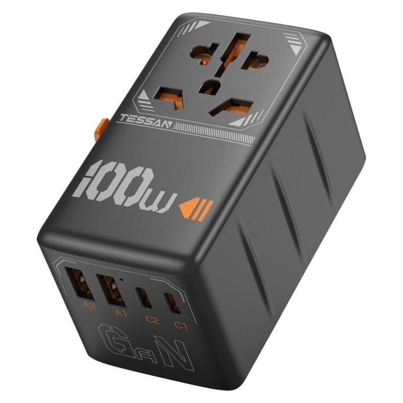 TESSAN TS-WTA04 100W - Adaptador de viaje universal con carga rápida, imagen frontal