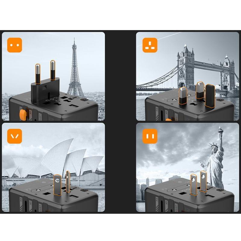 TESSAN WTA-01 15W - Adaptateur de voyage universel avec charge rapide - image des pays où il est compatible