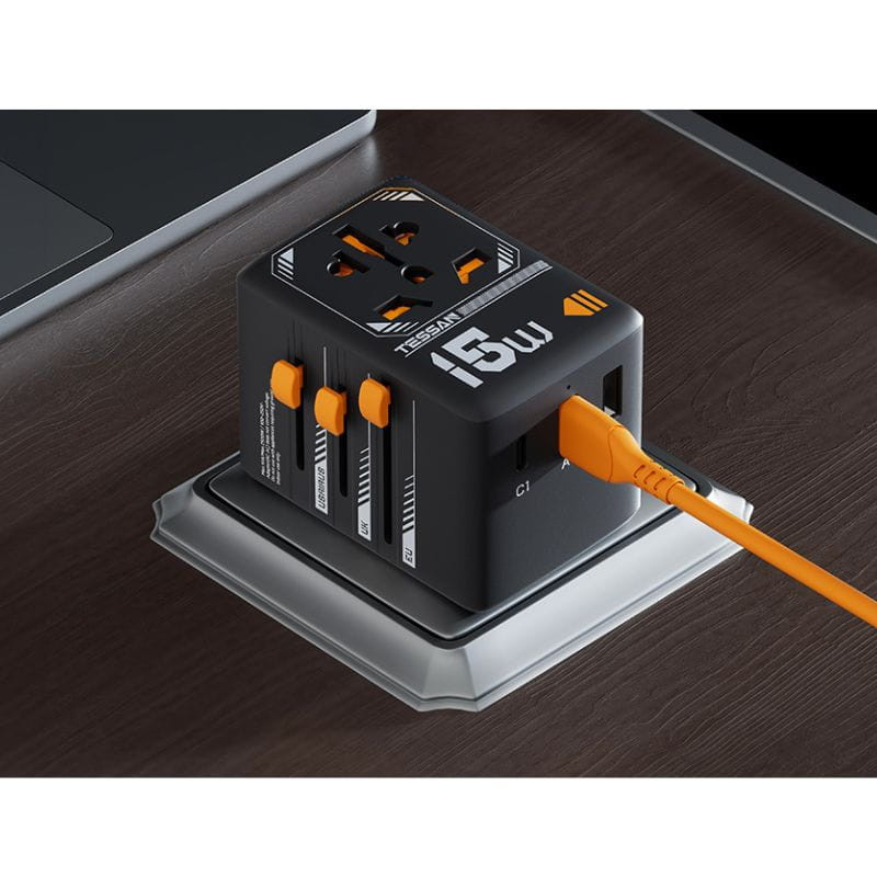 TESSAN WTA-01 15W - Adaptateur de voyage universel avec charge rapide, vue latérale