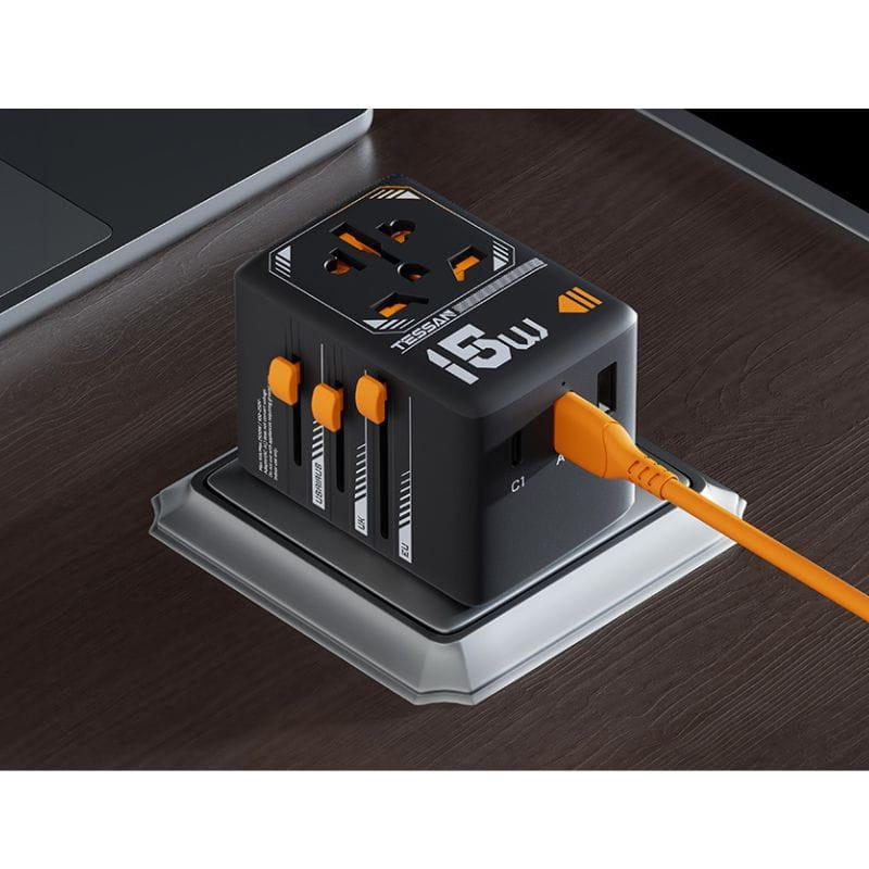 TESSAN WTA-01 15W - Adaptateur de voyage universel avec charge rapide, vue latérale