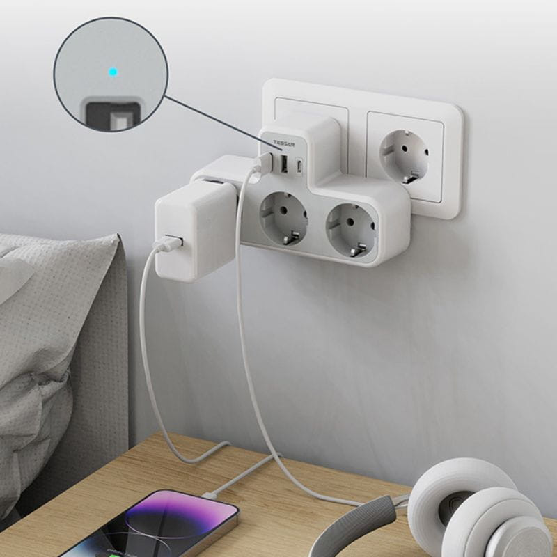 TESSAN TS-323-DE-C - Regleta de enchufes com luz LED