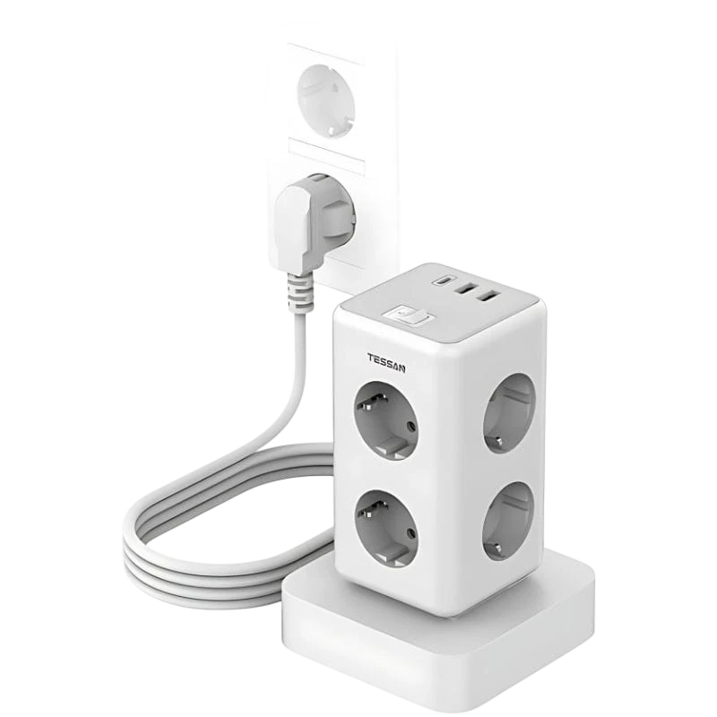 Tessan TS-306TS-C 6 Tomas CA + 2 USB-A + 1 USB-C - Regleta de enchufes