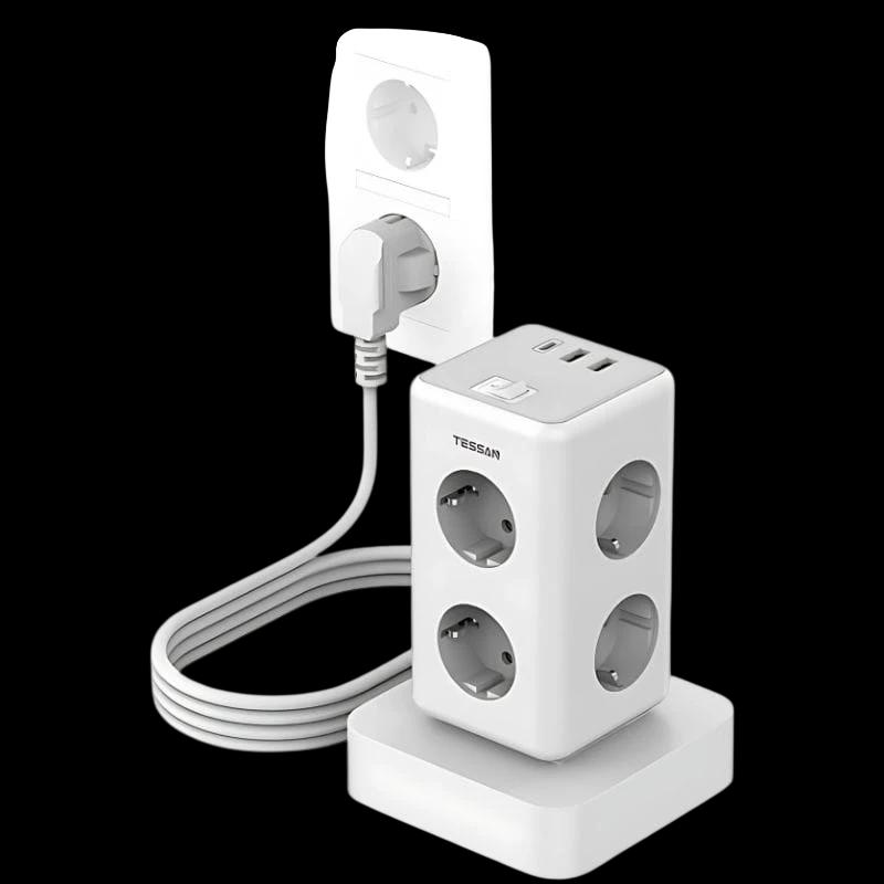 Tessan TS-306TS-C 6 Tomas CA + 2 USB-A + 1 USB-C - Regleta de enchufes